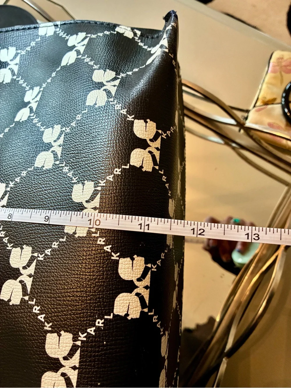 Karl Lagerfeld Black Tote with White Logo Pattern - Picture 6 of 15